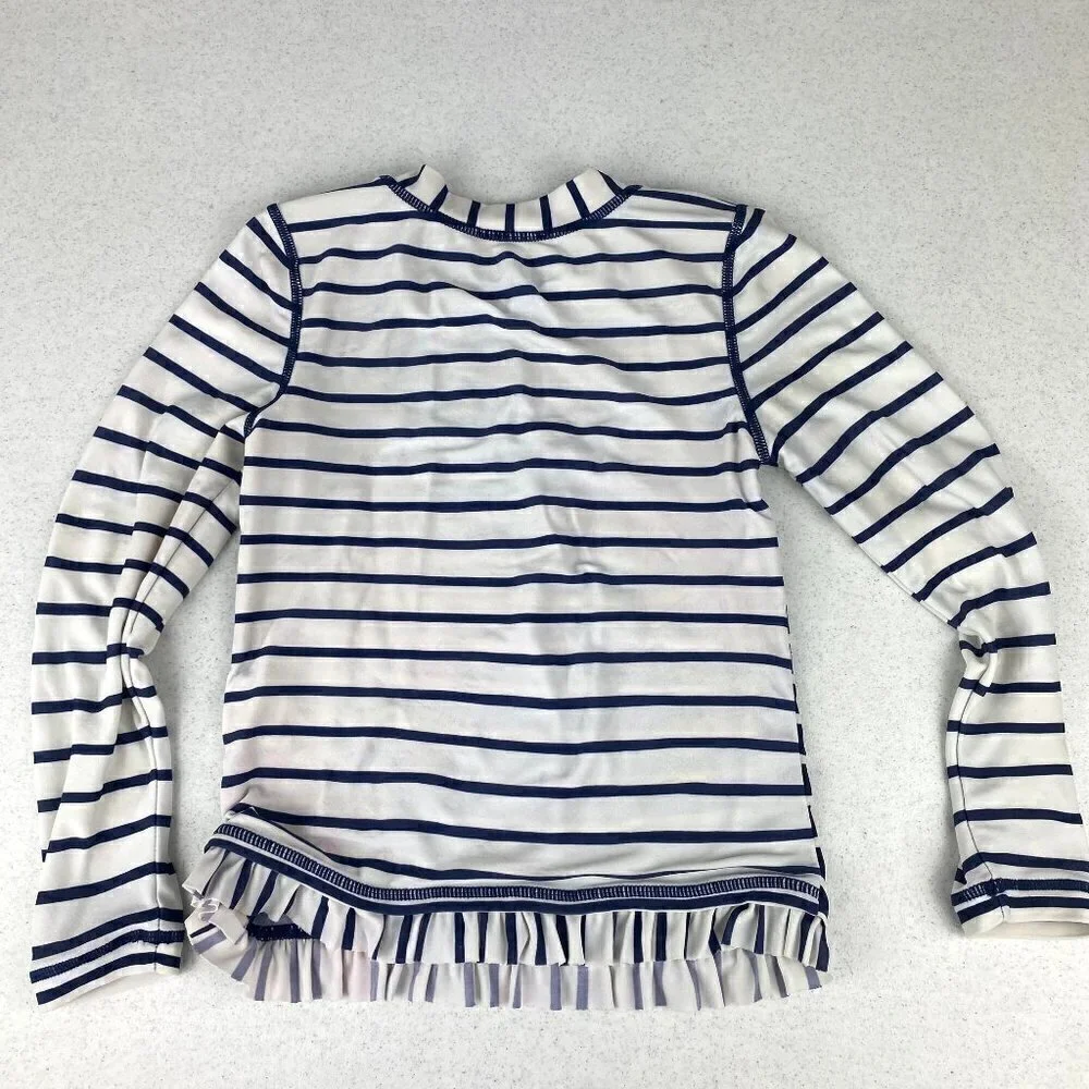 Hanna Andersson Stripe Rash Guard Navy Long Sleeve 4